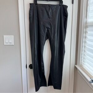 Spanx Faux Leather Leggings Pants with Slit Hem High Waist‎ Black Plus Size 2X
